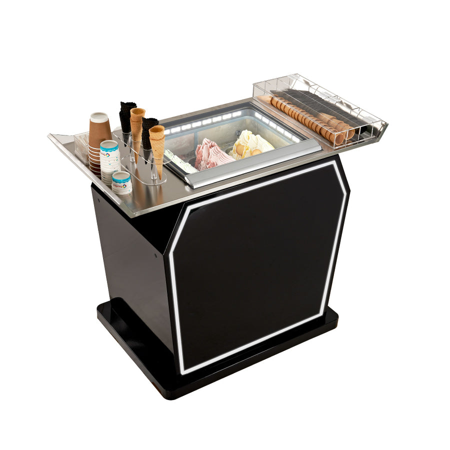 G3WIN-ST | Free-standing Gelato Showcase with side countertop - 3 Tub
