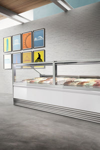 PREMIUM 12 H | Professional Gelato Showcase with Square Glass - 12 Pan