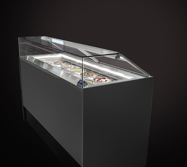 DROP ICE | Compact Gelato Showcase with Square Glass - 6 Pan