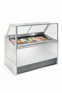 ALBA SQ 100 L | Ventilated Compact Gelato Showcase with Square Glass - 7 Pan