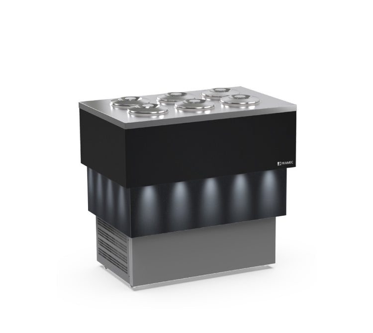 CARRARA DARK 6 | Pozzeti Gelato Showcase with Black Finish - 6 Tub