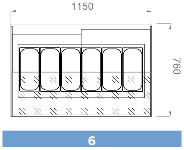 DROP ICE | Compact Gelato Showcase with Square Glass - 6 Pan