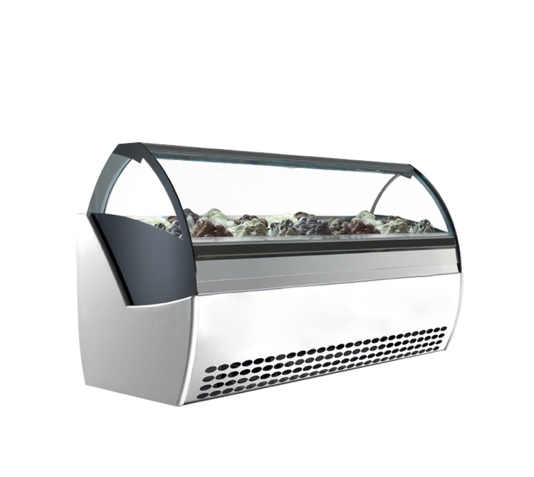 EASY EVO G6 | Professional Gelato Showcase with Curved Glass - 12 Pan